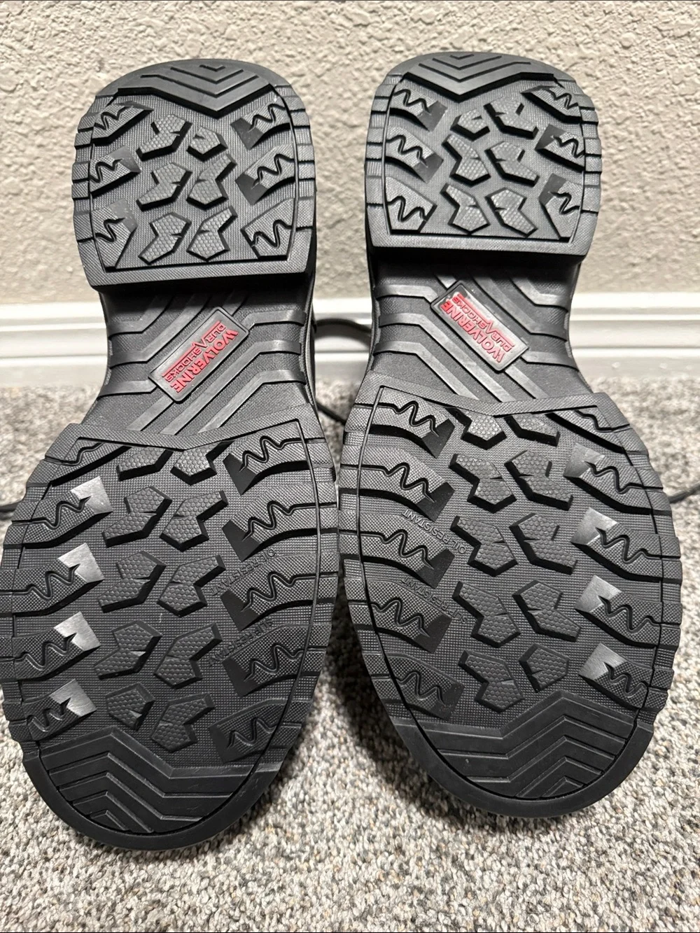 Wolverine Black Lace-Up Work Boots with Gray Midsole